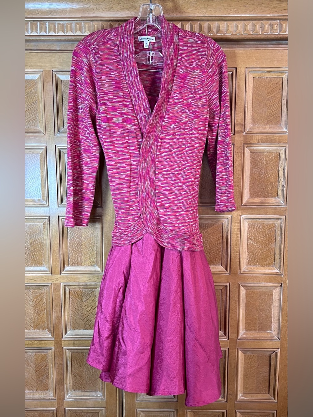 Croft & Barrow Women 2 Pc Sweater Cardigan Skirt Set Pink Size Small Elastic